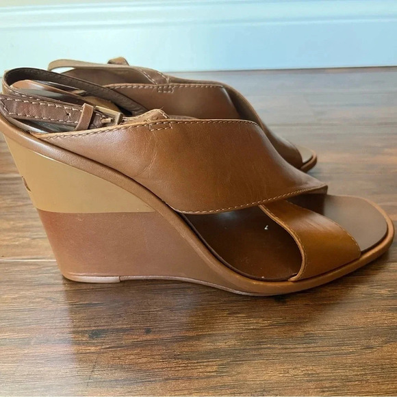 Authentic Tory Burch Gabrielle Wedge Sandals- Size 9 Brown - Picture 1 of 11